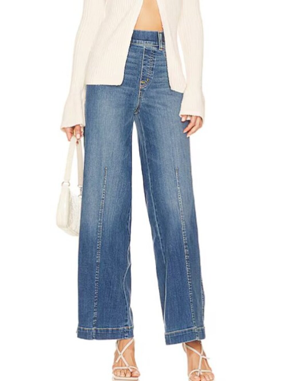 SPANX Seamed Front Wide Leg Denim Jeans Size Medium Vintage‎ Indigo